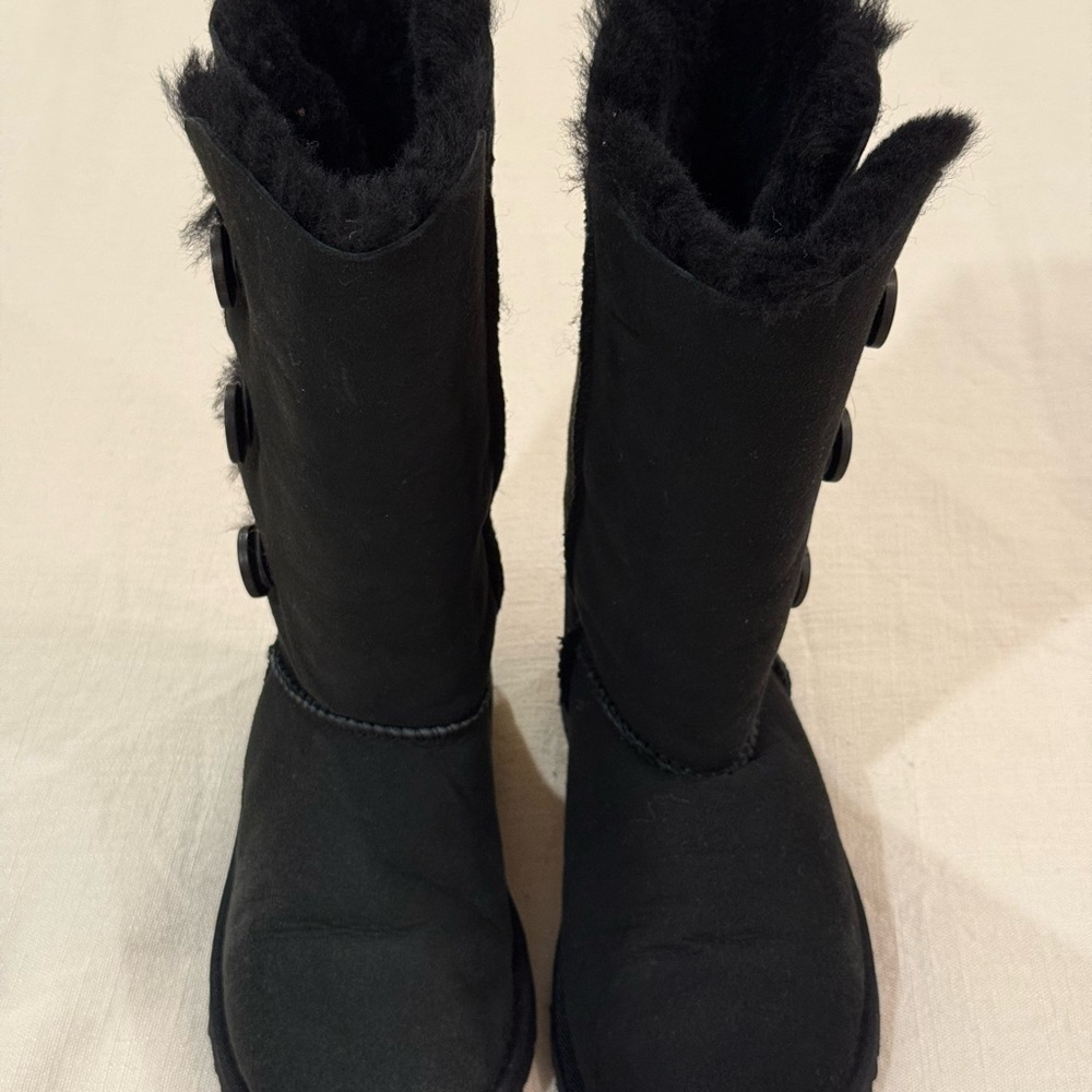 UGG Black Bailey Button Sheepskin Boots - Picture 3 of 11
